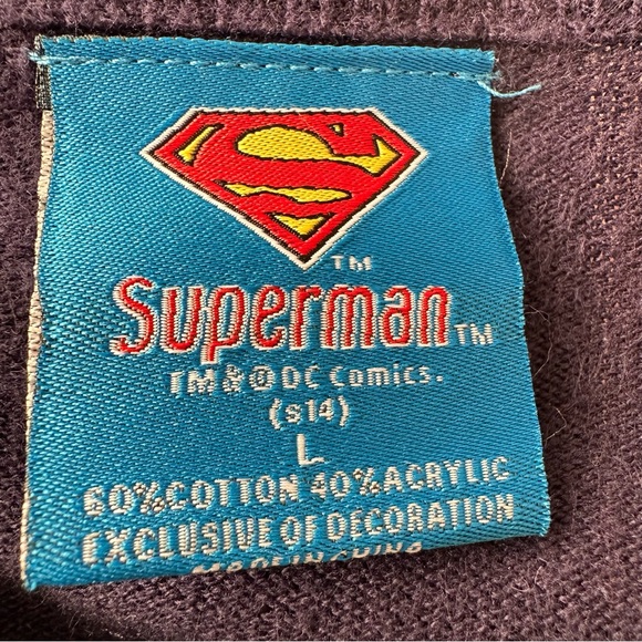 Superman Knit Sweater | DC Comics Logo Pullover | Navy Blue Graphic Sweater L - Picture 8 of 10